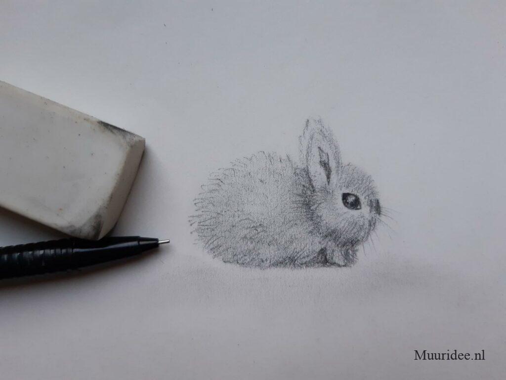 Schattig babykonijntje als voorbeeld voor een muurschildering in de kinderkamer
